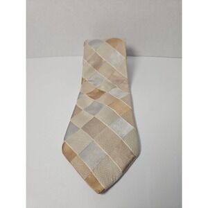 Michael Kors Men's 100% Silk Necktie Wide Brown Tans Earth Toned Geometric